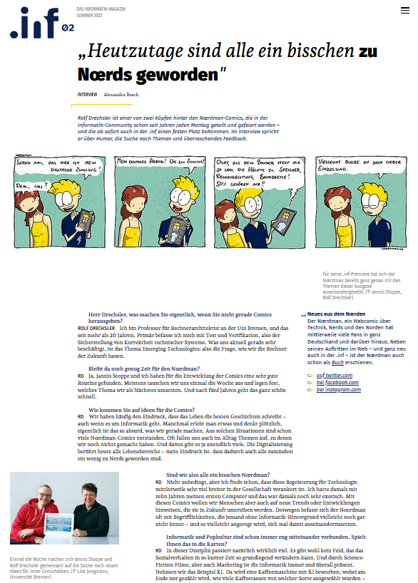 Rolf_Drechsler's tweet image. .inf 02 der @informatikradar mit Beitrag zu "Heutzutage sind alle ein bisschen zu Nœrds geworden" inf.gi.de/02/noerdman @noerdman @agra_uni_bremen @justoppe @UniBremen @DSC_unibremen @DFKI #Informatik #nerd #nerdhumor #comic #comics