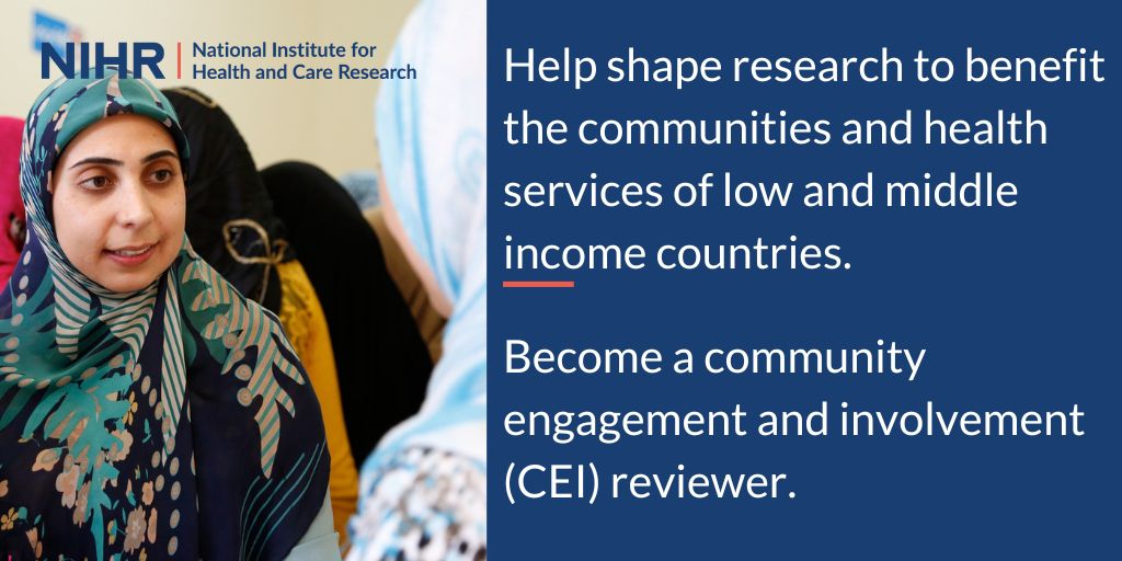 Want to ensure the public is involved in giving feedback on plans for global health research?

If you're experienced in engaging communities in low and middle income countries, apply now to  become a community engagement and involvement (CEI) reviewer: nihr.ac.uk/researchers/i-…