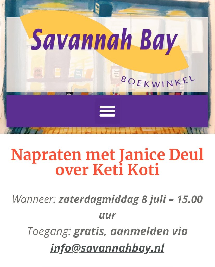Janice Deul (she/her) (@janicedeul) on Twitter photo #Ketikotibookupdates
Check <a href="/LuisterrijkFeed/">Nieuwe luisterboeken</a> voor 't #KetiKoti audioboek. Ingesproken door actrice Joanne Telesford. De inleiding las ik zelf, met dank aan Miryanna van Reeden. Voorts: 8 juli Q&A in #Savannahbay, Utrecht. Signeersessie toe. Tot dan? Info: savannahbay.nl/8-juli-janice-… #Ketikotibookupdates
Check <a href="/LuisterrijkFeed/">Nieuwe luisterboeken</a> voor 't #KetiKoti audioboek. Ingesproken door actrice Joanne Telesford. De inleiding las ik zelf, met dank aan Miryanna van Reeden. Voorts: 8 juli Q&A in #Savannahbay, Utrecht. Signeersessie toe. Tot dan? Info: savannahbay.nl/8-juli-janice-…