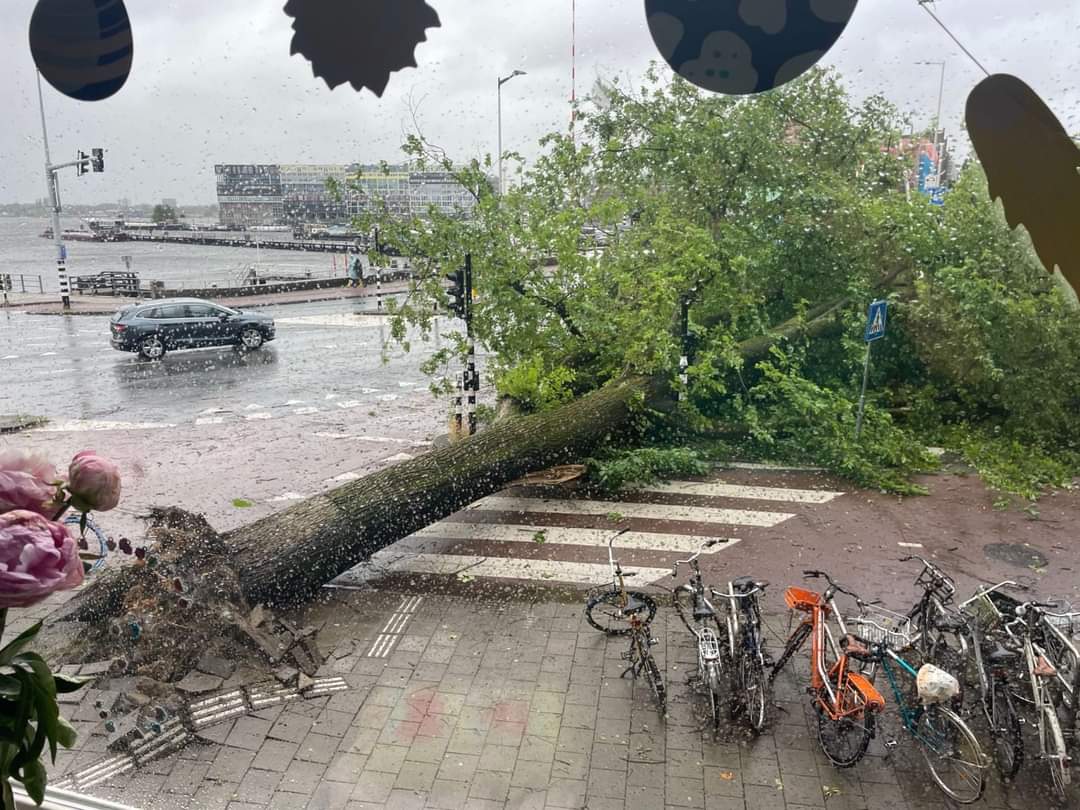 PrinsesChrissie's tweet image. Hoek Houtmankade / Tasmanstraat 
#storm #CodeRood #Spaarndammerbuurt #windstoten #StormPoly