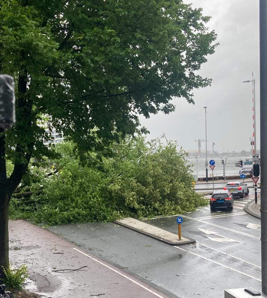 PrinsesChrissie's tweet image. Hoek Houtmankade / Tasmanstraat 
#storm #CodeRood #Spaarndammerbuurt #windstoten #StormPoly