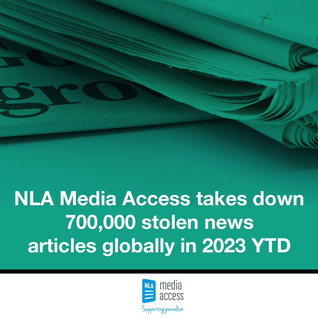IPO Counter-Infringement (@ipoenforcement) on Twitter photo Congratulations to <a href="/NLAmediaaccess/">NLA media access</a> as they continue to fight against IP crime in the news industry with their Text Tracker Software.
In 2023 YTD, NLA has tracked and removed around 700,000 stolen news articles from illegitimate news sites. A 3000% increase on 2022. Congratulations to <a href="/NLAmediaaccess/">NLA media access</a> as they continue to fight against IP crime in the news industry with their Text Tracker Software.
In 2023 YTD, NLA has tracked and removed around 700,000 stolen news articles from illegitimate news sites. A 3000% increase on 2022.