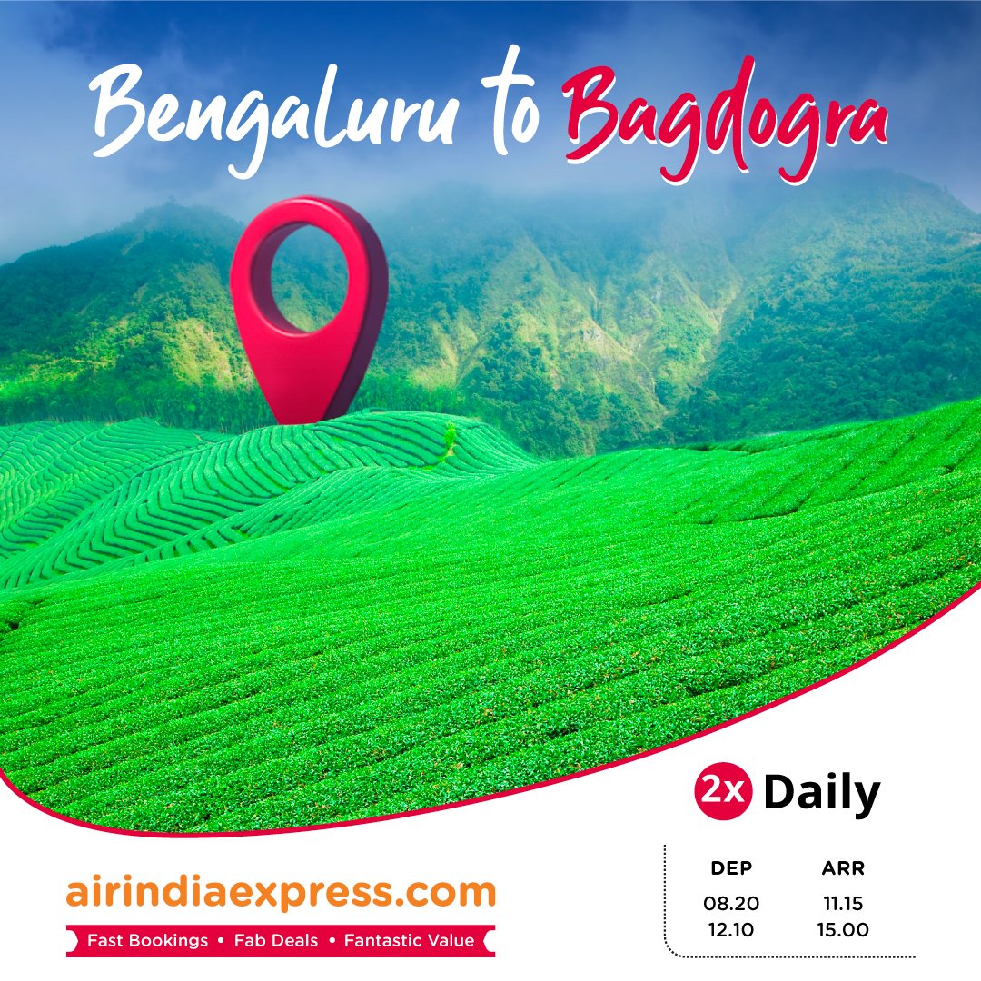 AirIndiaX's tweet photo. Indulge in serenity amidst Bagdogra's lush tea gardens or dive into blissful beach vibes in Goa. β¨π΅π Fly directly from Bengaluru to Bagdogra and Goa. Book now on https://t.co/rMBTOFABRt. #DirectToYourPlans https://t.co/N0lCVgXOef