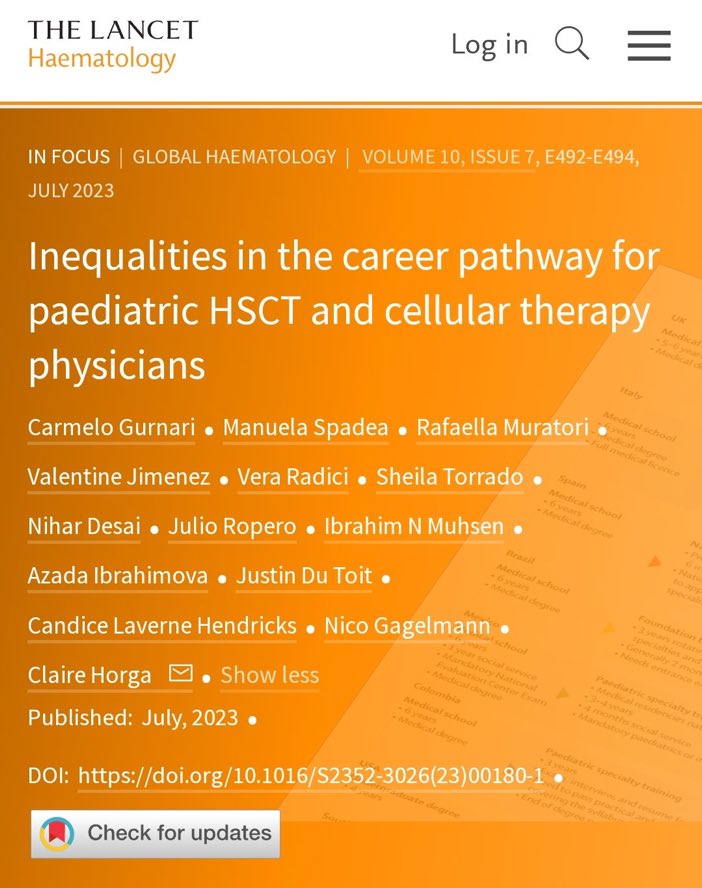 'Our hope is that medical societies will support pediatric trainees in creating a harmonised path for future haematologists in BMT/cell therapy training, with possibility of international exchange & representation' doi.org/10.1016/S2352-… @TheEBMT_Trainee @TheLancetHaem