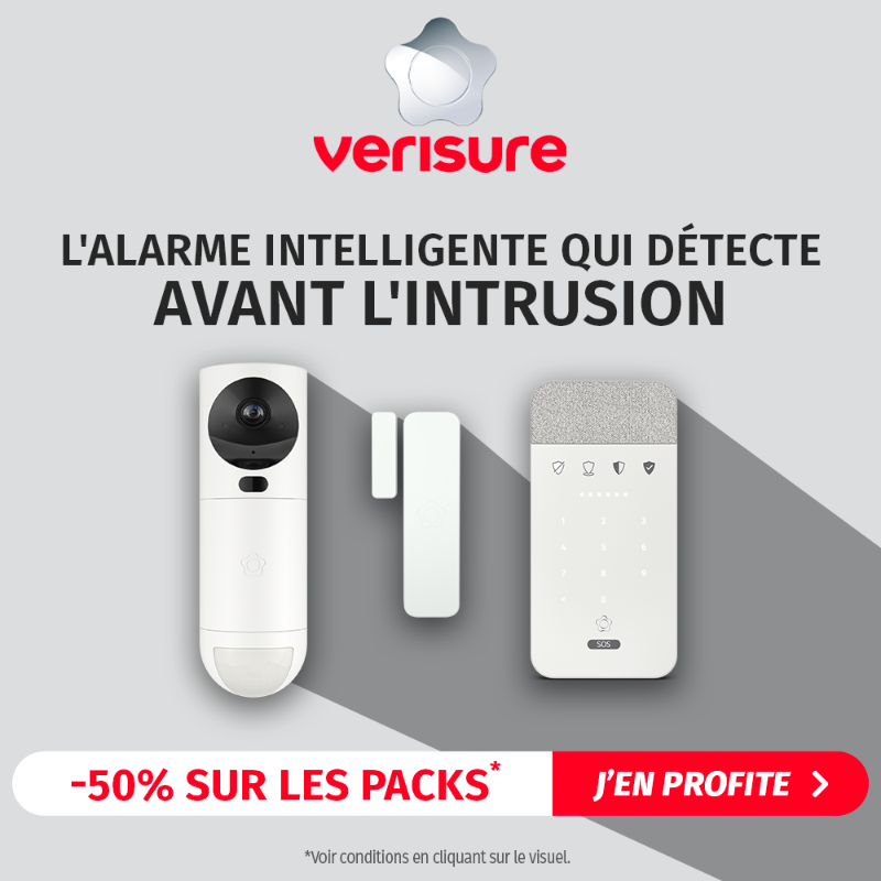 VerisureFrance's tweet photo. 🛡🏠 Protégez votre maison de jour comme de nuit avec l'alarme Verisure. En ce moment, les packs d'alarme sont à -50%. Profitez-en !