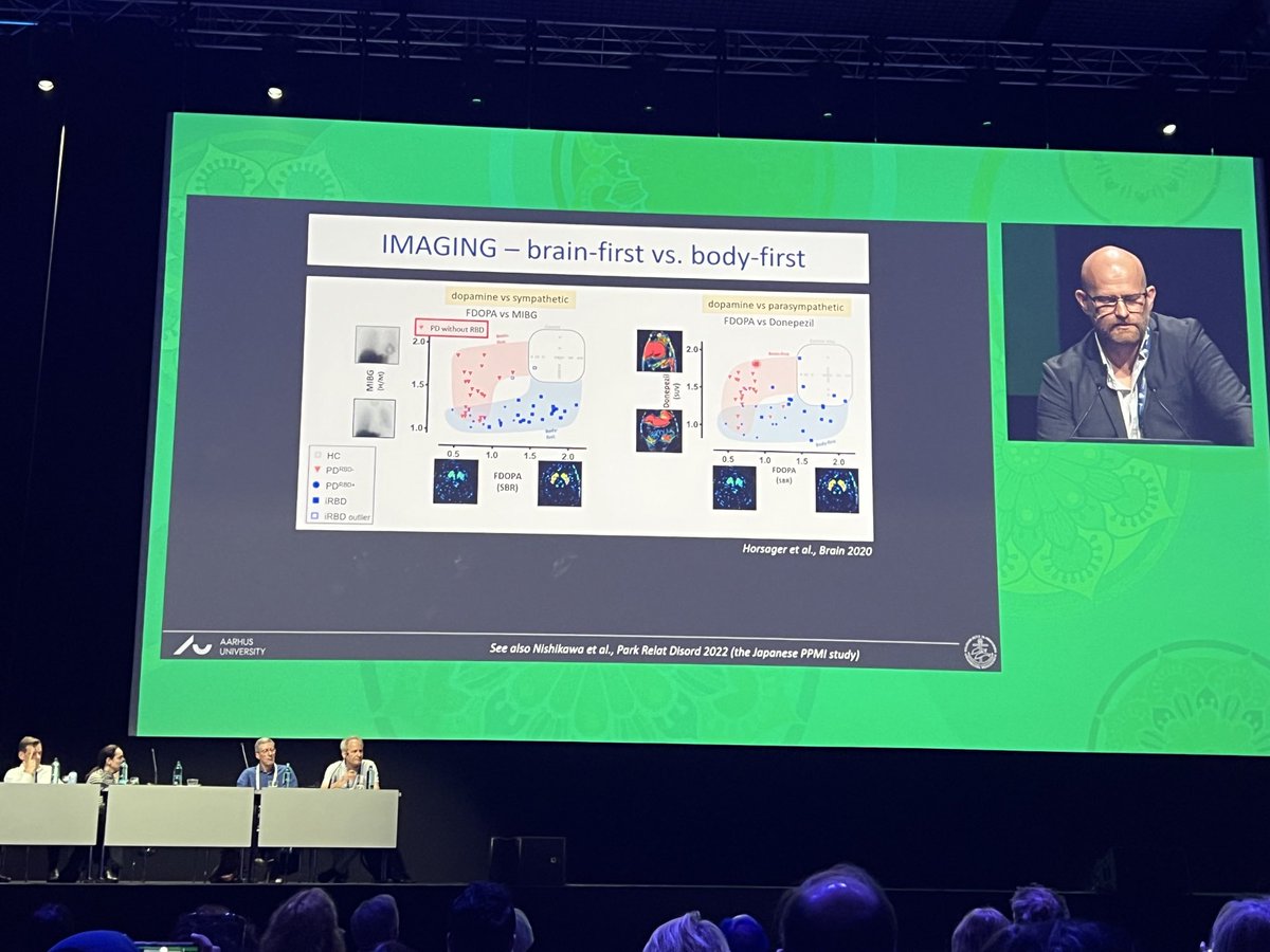 MichaelOkun's tweet image. ‘Brain first’ vs. ‘Body first’ Parkinson’s. One of the most important talks #wpc2023 by Borghammer. This helps us understand symptoms, presentations, pathology, imaging and asymmetry. Time to update the Braak hypothesis of Parkinson’s. ⁦@ParkinsonDotOrg⁩