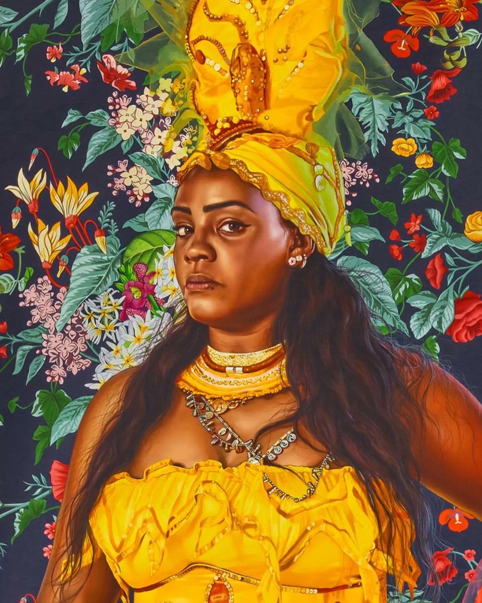 What a gorgeous work by @kehindewileyart - I'm appreciating the grace and power!

#beautifulbizarre #kehindewiley #Blackartist #painter #floralart #Blackart #powerfulart #femaleportrait #paintingoftheday
