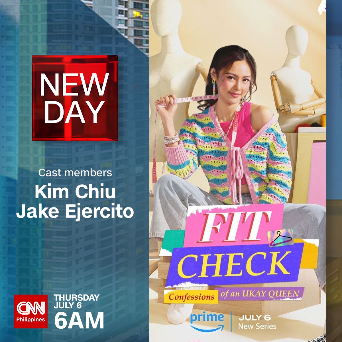 newswatchplusph's tweet photo. Kim Chiu (@prinsesachinita) and Jake Ejercito (@unoemilio)  team up for a new Prime Video series about a fashion designer hopeful who gets the opportunity of a lifetime.

Catch our chat with the stars of 'Fit Check: Confessions of an Ukay Queen’ tomorrow at 6am on #NewDay. https://t.co/SmnwjmIe3R