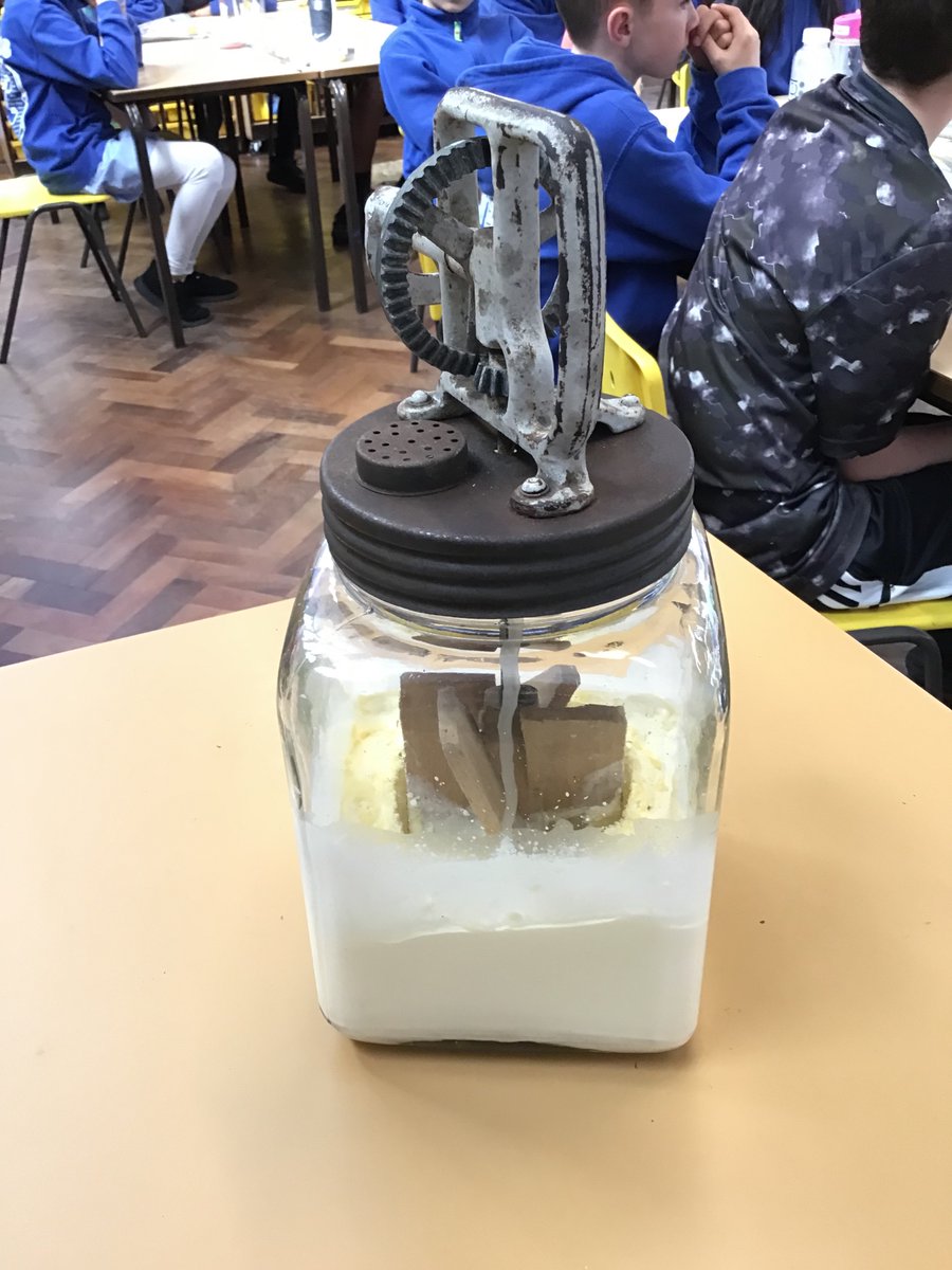 What a fantastic workshop with Mrs Bradley who has brought in a variety of artefacts and resources from her experience of living in war time Britain. We have also made butter with a hand held churn. #StJohnsCurriculumHistory
