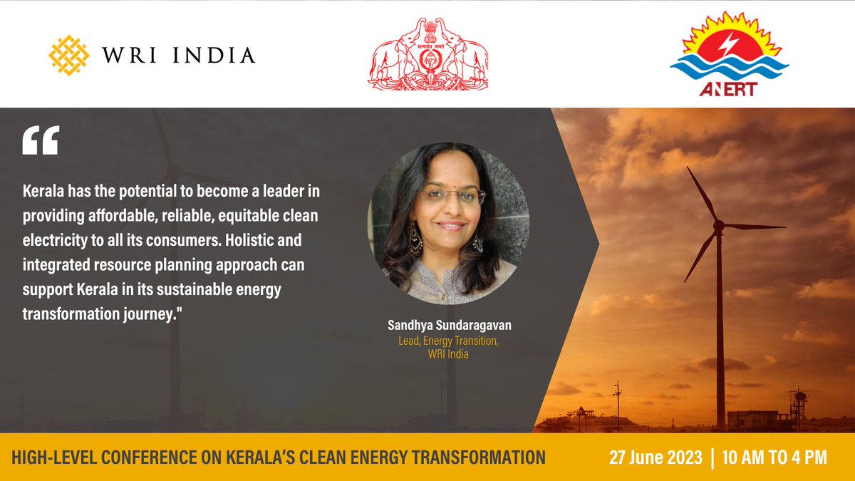 <a href="/SandhyaSRagavan/">Sandhya S</a>, Lead, Energy Transition, <a href="/WRIIndia/">WRI India</a>  talked about the way in which Kerala can provide affordable, reliable &amp; equitable clean electricity to all its consumers (4/11)