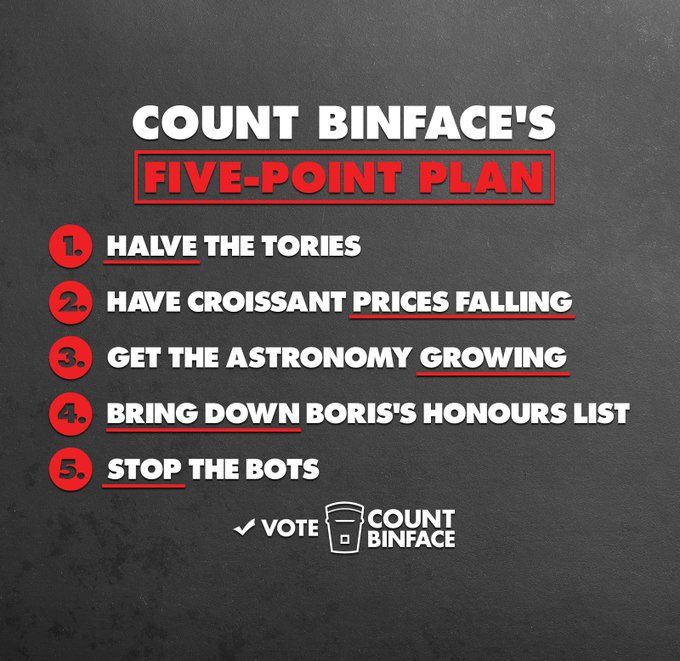 If you’re a political leader in Britain, you’ve got to have a five-point plan. Here’s mine. #VoteBinface #UxbridgeandSouthRuislip