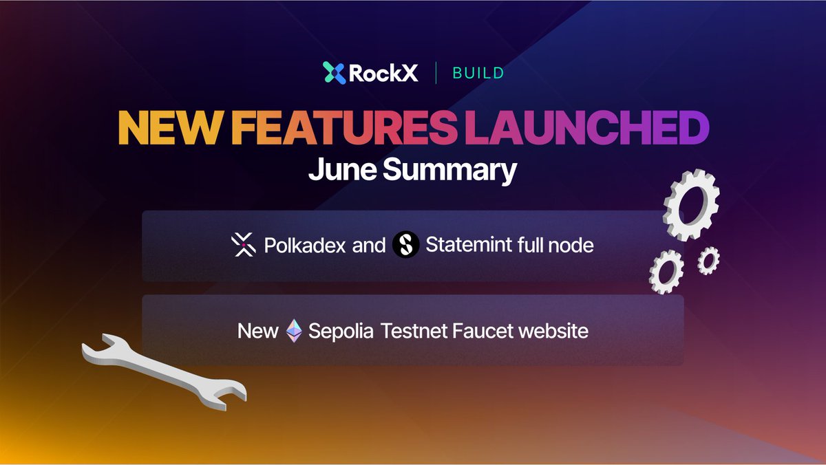 rockx_official's tweet photo. June recap: What's new on RockX 🚀

1️⃣ We've successfully launched the full node for #Statemint and #Polkadex to support all builders! https://t.co/Vxlm8dY5b4

2️⃣ Our #ETH Sepolia faucet got a major makeover! It's now more user-friendly and efficient than ever 💧 https://t.co/0igTUEo18E