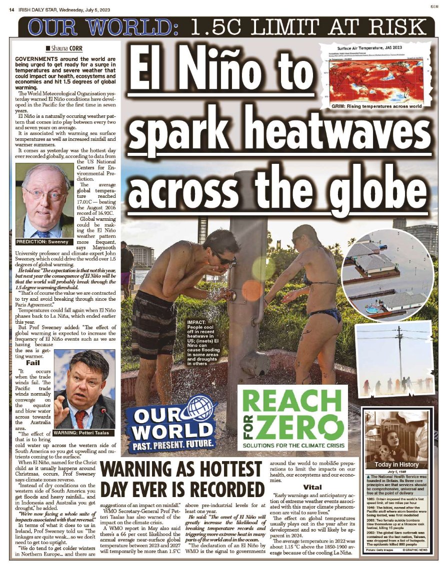 Today's environment stories @IrishMirror @isfearranstar 👇
#ElNino #heatwaves #globalwarming #WildlifeBill #DeepSeaMining #raisedbogs #Transport and #solargrants ...