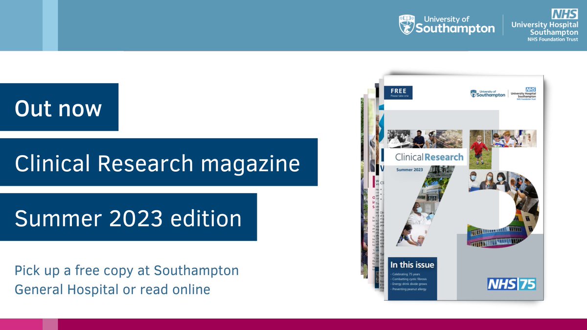 Throughout its history, research has been essential for improving healthcare received by NHS patients. 🏥👏

Check out our new #ClinicalResearch magazine for exciting updates from our @uhsft <a href="/unisouthampton/">University of Southampton</a> partnership, including celebrations for #NHS75!

cloud.3dissue.net/36313/36872/37…