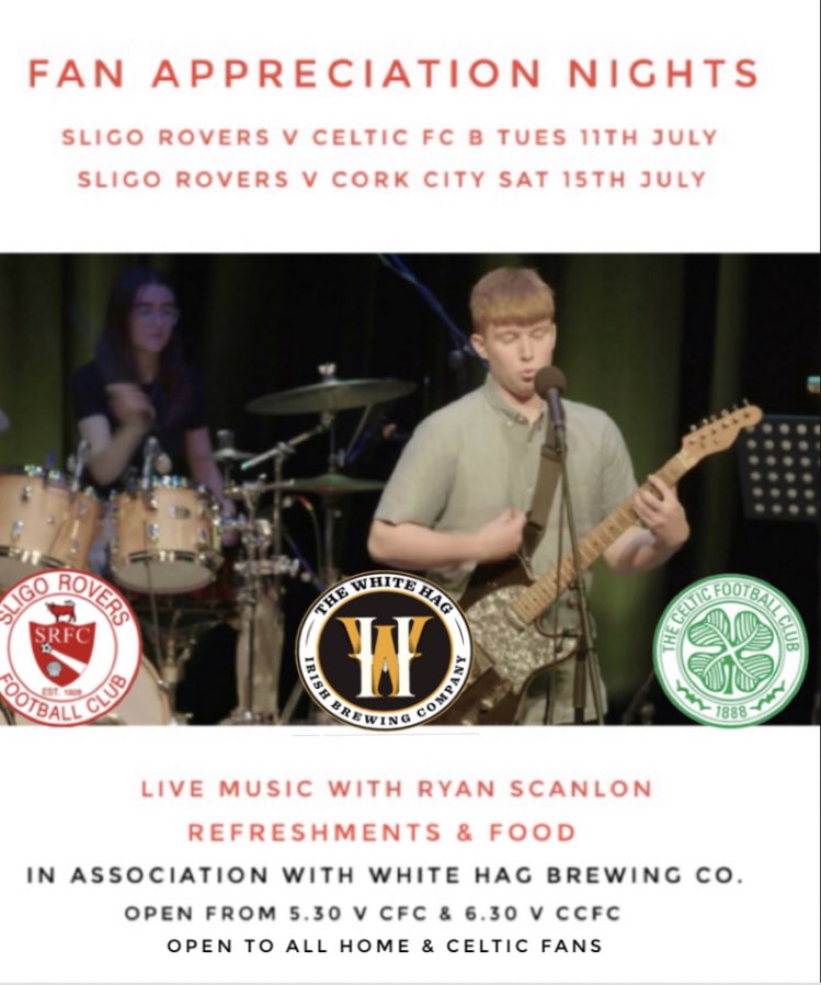 Fan Appreciation Nights @ The Showgrounds. 

✅ Marquee 
✅Live Music
✅Refreshments 
✅Food
✅Football 

Should be two great evenings of football and craic 

@sligorovers @CelticFCB @CelticFC @TheWhiteHag @AICSC2014 @TheCelticWiki @AlanDunbar13 @ShaneWard73
