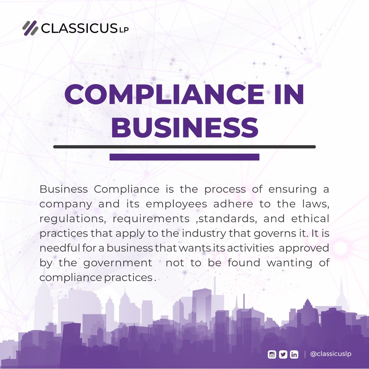 classicuslp's tweet photo. The  success of a business is dependent on how well it is run . Being business compliant allows for a smooth workflow both internally and externally. 
#entrepreneur#lawyers#legalcompliance#corporate#lagoslawyercompliance#regulations#sanctions#businesshub#solicitors#legaladvice# https://t.co/r7robiP6ua