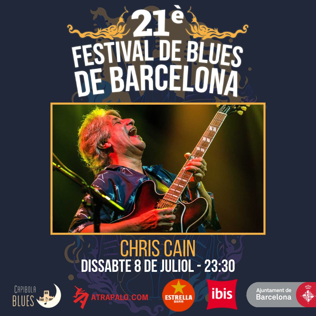 🎸Amb 15 àlbums a la seva esquena, el grandíssim Chris Cain ens porta en seu blues elèctric directament des d'EEUU a Nou Barris. 

Serà la darrera actuació del #FestivalBluesBarcelona. Si encara no tens la teva entrada... A què estàs esperant?

entradium.com/events/xxi-fbb…
