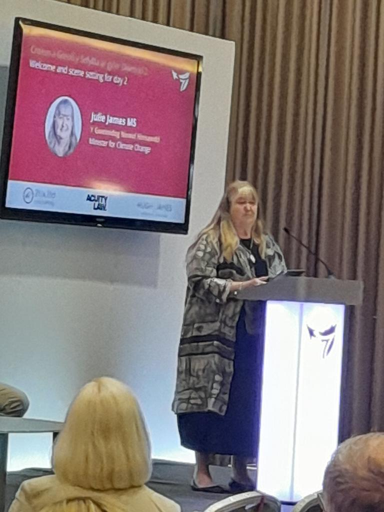 Our next speaker <a href="/JulieJamesMS/">Julie James MS</a> is speaking to the delegates about the challenges faced by housing associations in Wales: 

"You have faced some of the biggest challenges that we have met since the war, so I'm really proud of the sector and of you all."