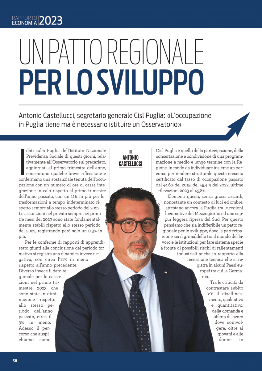 CislPuglia's tweet photo. Rapporto Economia #LAdriatico #LoJonio, @CastellucciAnto: patto regionale per lo sviluppo, necessario istituire Osservatorio mercato del #lavoro in #Puglia per monitorare fabbisogno aziende e indirizzare i giovani a #formazione mirata, condiviso con @RegionePuglia e #partisociali https://t.co/ANNIeegUKB