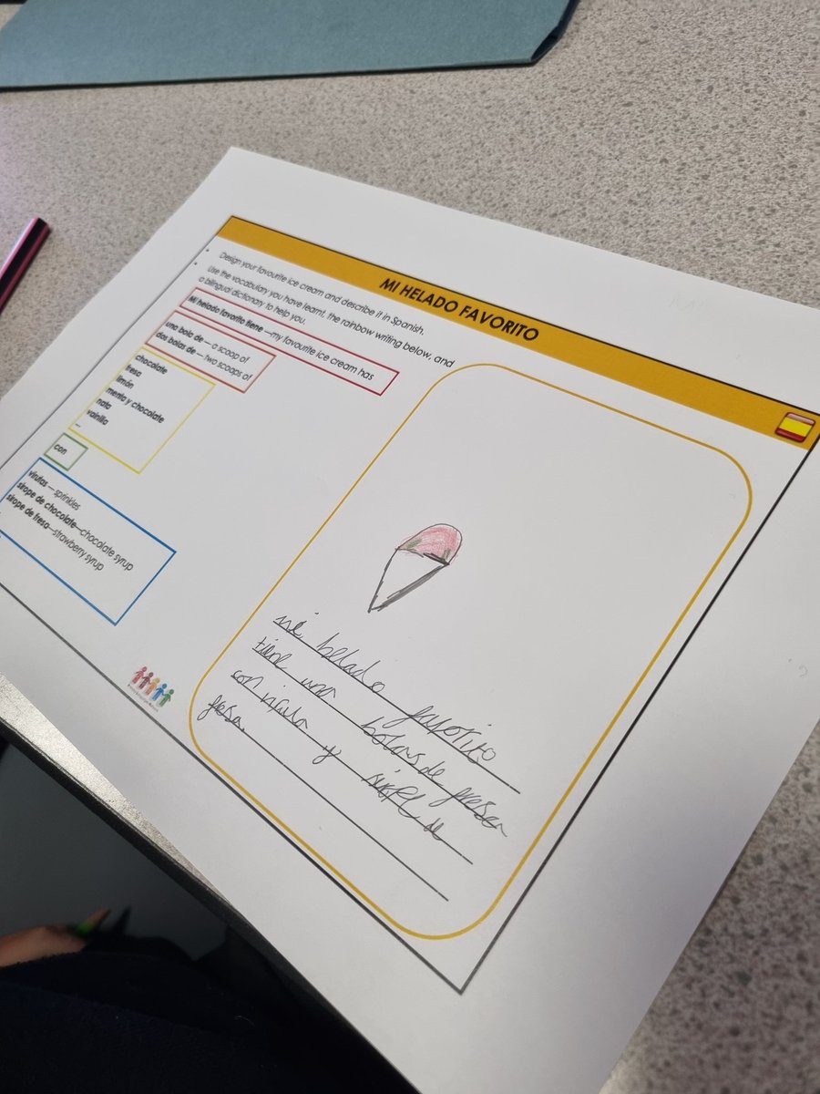ABCPschool's tweet photo. #Class34P have been building sentences in Spanish describing our favourite ice cream flavours ! #ABMFL @network_primary https://t.co/VcDExvjcu1