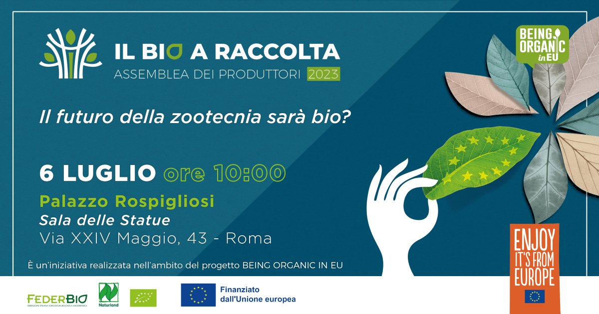FederBio's tweet image. #ilbioaraccolta🍏
Il futuro della #zootecnia sarà #bio?
🐮🐔🐷 L'#allevamentobio è un'occasione straordinaria per diventare un modello sostenibilie per l'intero settore.
➡️ Come fare? Se ne parla il prossimo 6 luglio a Roma, all'interno del Manifesto dei produttori del #bio.
