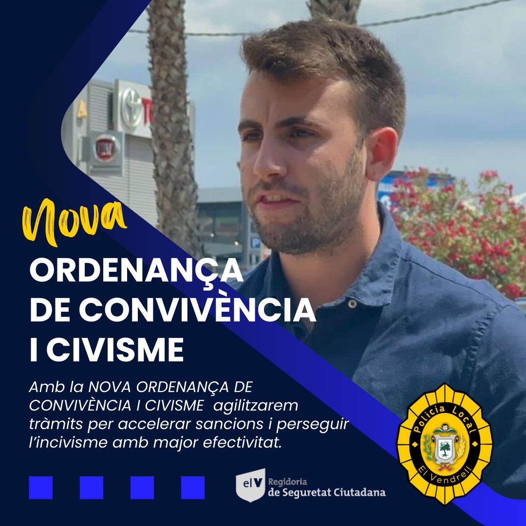 plelvendrell's tweet photo. Amb la NOVA ORDENANÇA DE CONVIVÈNCIA I CIVISME 
podrem agilitzar tràmits per accelerar sancions i perseguir l’incivisme amb major efectivitat.
@elvendrell_cat #elVendrell https://t.co/3snMkauts8