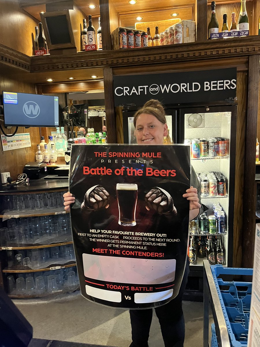 For #BBCW23 The Spinning Mule are launching Battle of the Beers. A manager will pick one cask ale, a customer another & a third will be chosen by @BoltonCAMRA (this will be locally brewed). The first cask finished will be the one to remain for a month. Then all is repeated ad inf