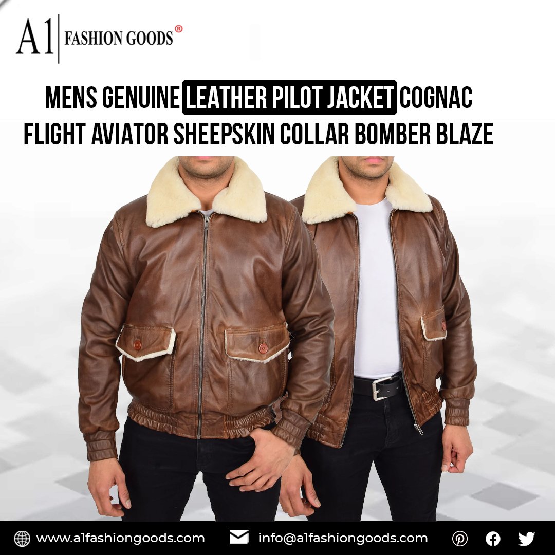 A1FashionGoods's tweet image. Elevate your style to new heights with our MENS GENUINE LEATHER #PilotJacket in #Cognac.
Featuring a stylish sheepskin collar and a classic bomber design, this jacket is the perfect blend of fashion and function.
👉bit.ly/436tm3i
#A1FashionGoods #MensLeatherJacket