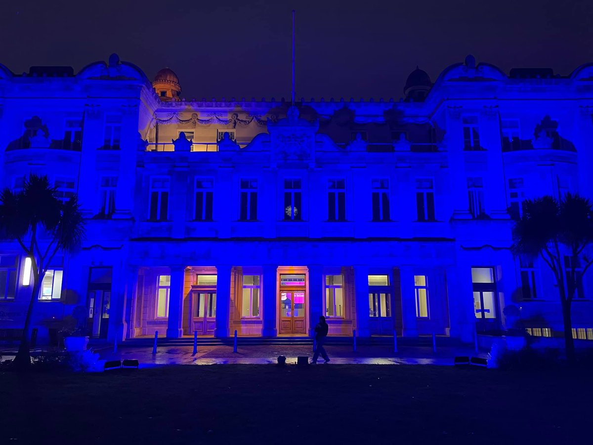 Tonight we will be lighting up the Queens' Building – just as we did in 2021 to show our support from NHS workers during the coronavirus pandemic. #LightUpBlue #NHS75 #NHSBirthday