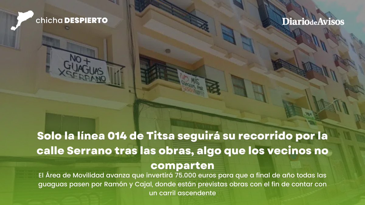 nivariatv's tweet photo. En Diario de Avisos: Los vecinos de la Calle Serrano no ven con buenos ojos la propuesta del Ayuntamiento sobre las guaguas en su calle.

https://t.co/TVGfeOhSWM https://t.co/HEpNBhzUMn