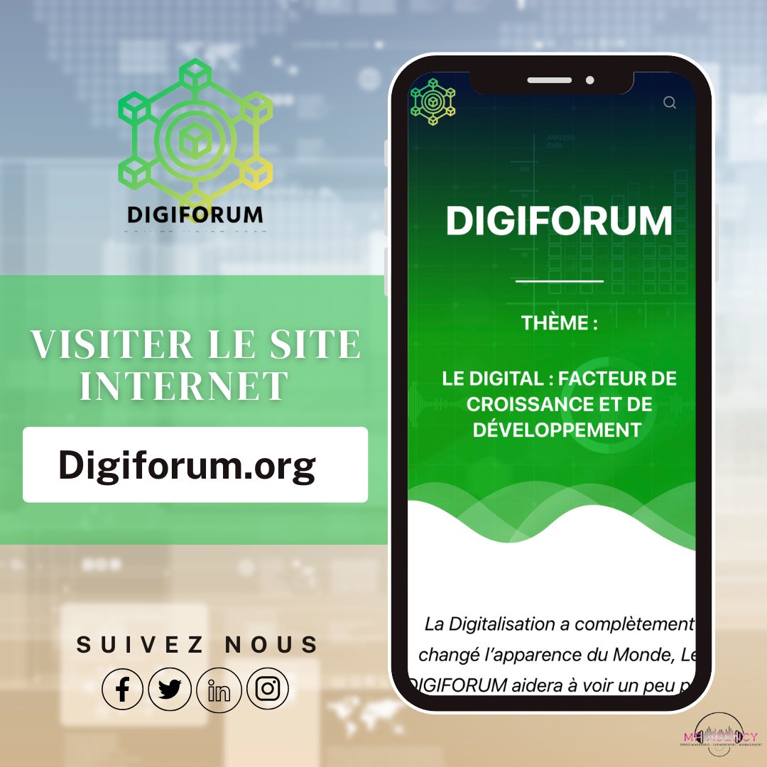 Digiforumcg's tweet photo. 🎉 Le Digiforum est enfin là ! 🚀 Préparez-vous à un tsunami numérique le 7 juillet au Canal Olympia Mpita ! 💻💬 Le site est en ligne. Rejoignez-nous pour une journée incroyable où la technologie règne en maître et où la passion digitale est contagieuse ! #Digiforum #7Juillet https://t.co/Az7f6JEpEz