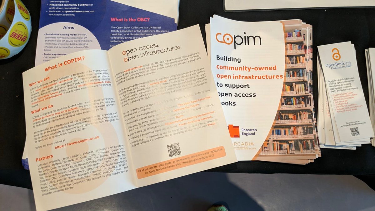 Copim_community's tweet photo. Team COPIM are getting set up at #LIBER2023! Come and say hello  if you're here too - we're ready to talk all things community-led #OAbooks publishing

(and there may be coveted @Thoth_metadata bags available later...)

@LIBERconference @LIBEReurope 
@OpenBookCollect
@ScholarLed https://t.co/ayxUh1U96x