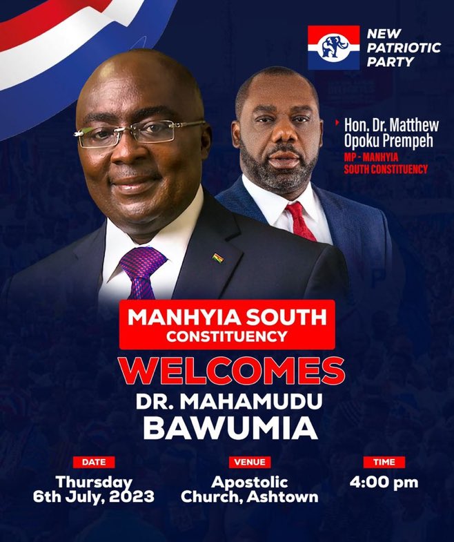 UsmanAhmedTj27's tweet photo. Dr. Matthew Opoku Prempeh welcomes Dr mahamudu Bawumia to his consituency.
#itspossibletogether
#viral
#DMB24 https://t.co/QmeZBDUmjr