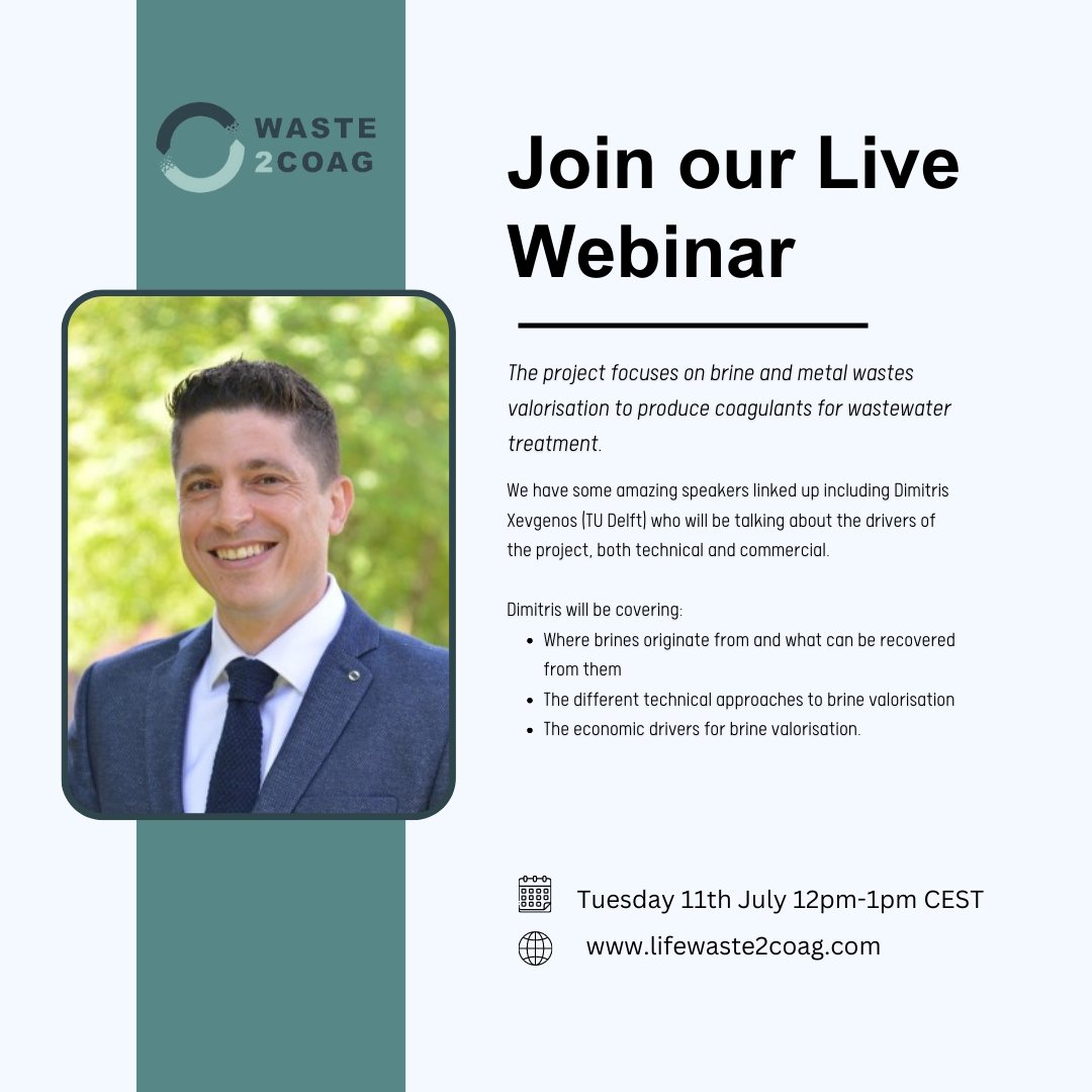 Our first project webinar is taking place on the 11th of July! 

We have some amazing speakers lined up including 
<a href="/Xevgenos/">Dimitris Xevgenos</a> from <a href="/tudelft/">TU Delft</a> who will be talking about the drivers of the project both technical and commercial.

Register today: eventbrite.co.uk/e/life-waste2c…