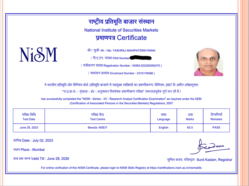 yashraj_rana's tweet image. After a lot of procrastination, finally got myself certified as a research analyst.
#ResearchAnalyst