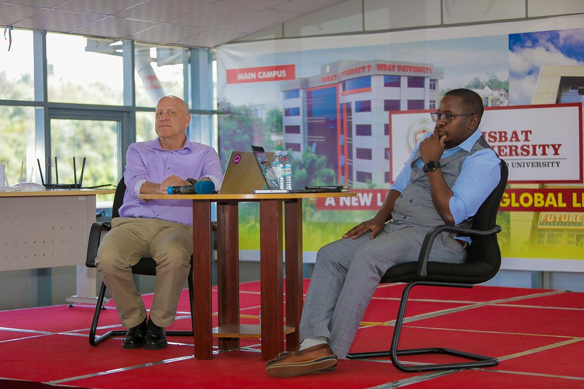 ArnoldMorris01's tweet photo. Happening now: Our @AirtelBusinessU director @AllanSean1 is speaking to students @isbatkampala during #simplifitechtalks, Mr. Ssemakula is explaining how the Internet moves from satelite link or Fibre link to your devices .
#AReasonToImagine https://t.co/MFBWVw9o3w