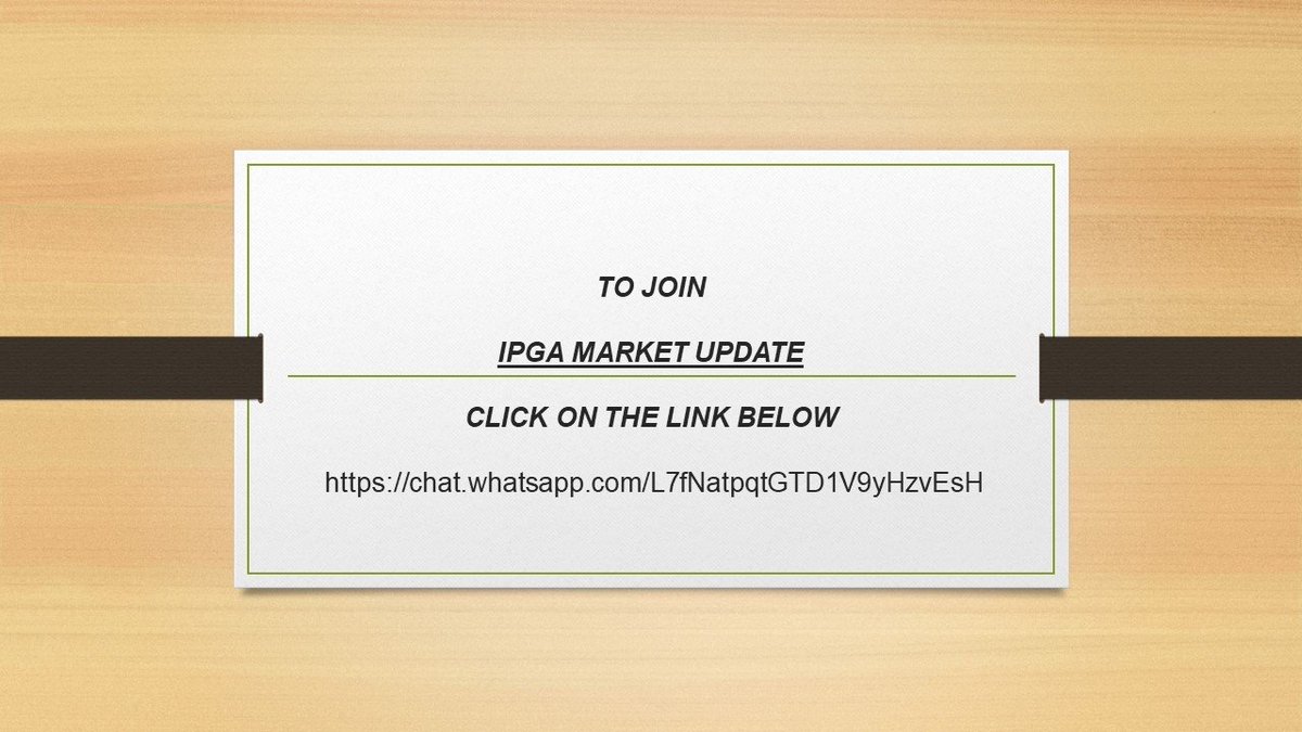 TO JOIN

IPGA MARKET UPDATE

CLICK ON THE LINK BELOW

 chat.whatsapp.com/L7fNatpqtGTD1V…