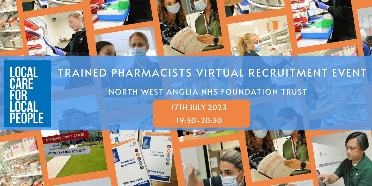 Are you a Trained Pharmacist? We would love to welcome you to our Virtual Pharmacy Recruitment Event on Monday the 17th of July. Book your ticket now to join the team bit.ly/44uPWUj
#careeropportunities #wearethenhs #TeamNWAngliaFT #pharmacist