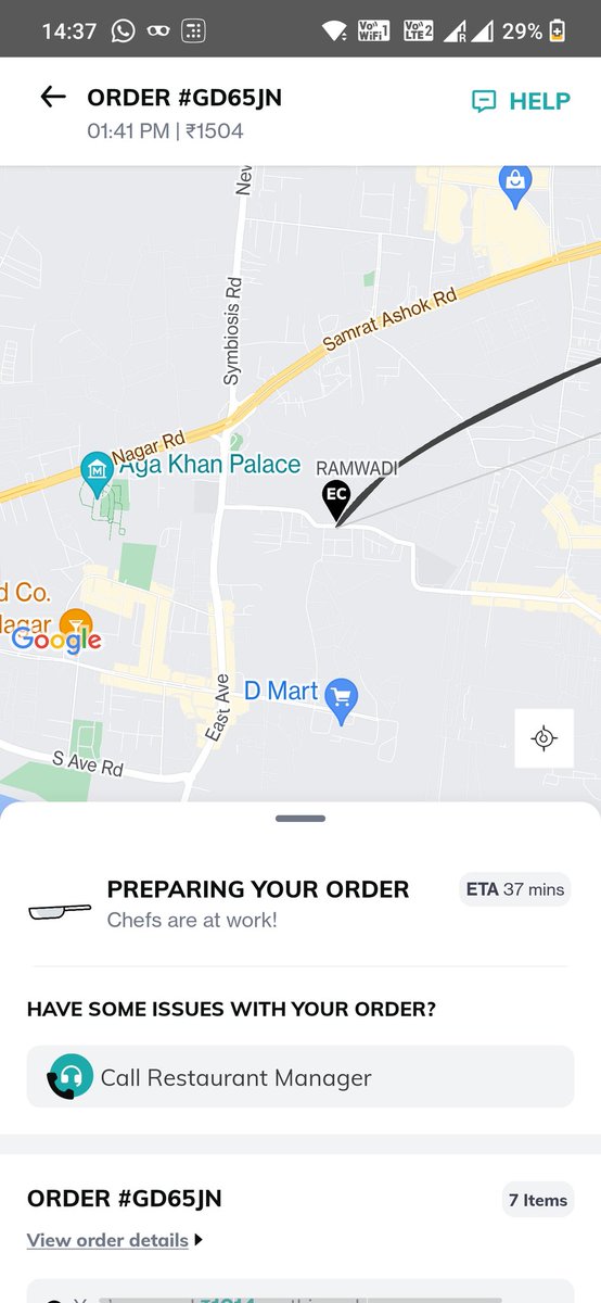 praneet11's tweet photo. @Eatclub_ please look into orderID GD65J9 ASAP. Order was transferred to another outlet just after delivery time was completed. I have guests at home and this is horrible experience. Also your restaurant manager of kharadi disconnecting call instead of helping. Pathetic service. https://t.co/vx6nxbKoDE