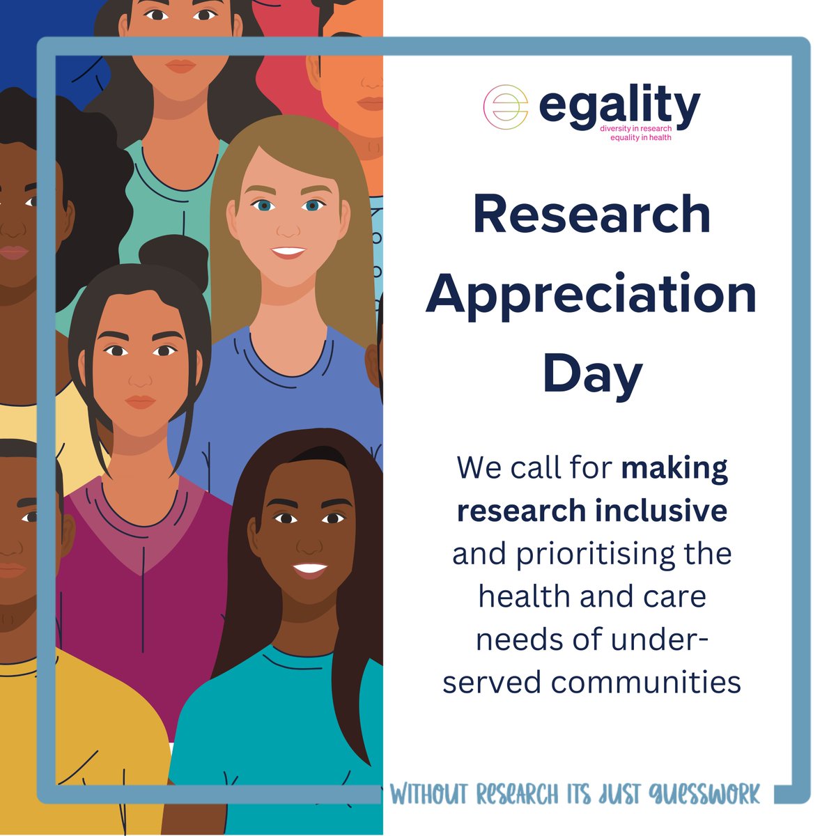 On #ResearchAppreciationDay, we ask researchers to equitably represent under-served groups in research and hear their priorities &amp; needs.
Let's address #healthinequalities and #makeresearchinclusive!
#withoutresearchitsjustguesswork #NHS75