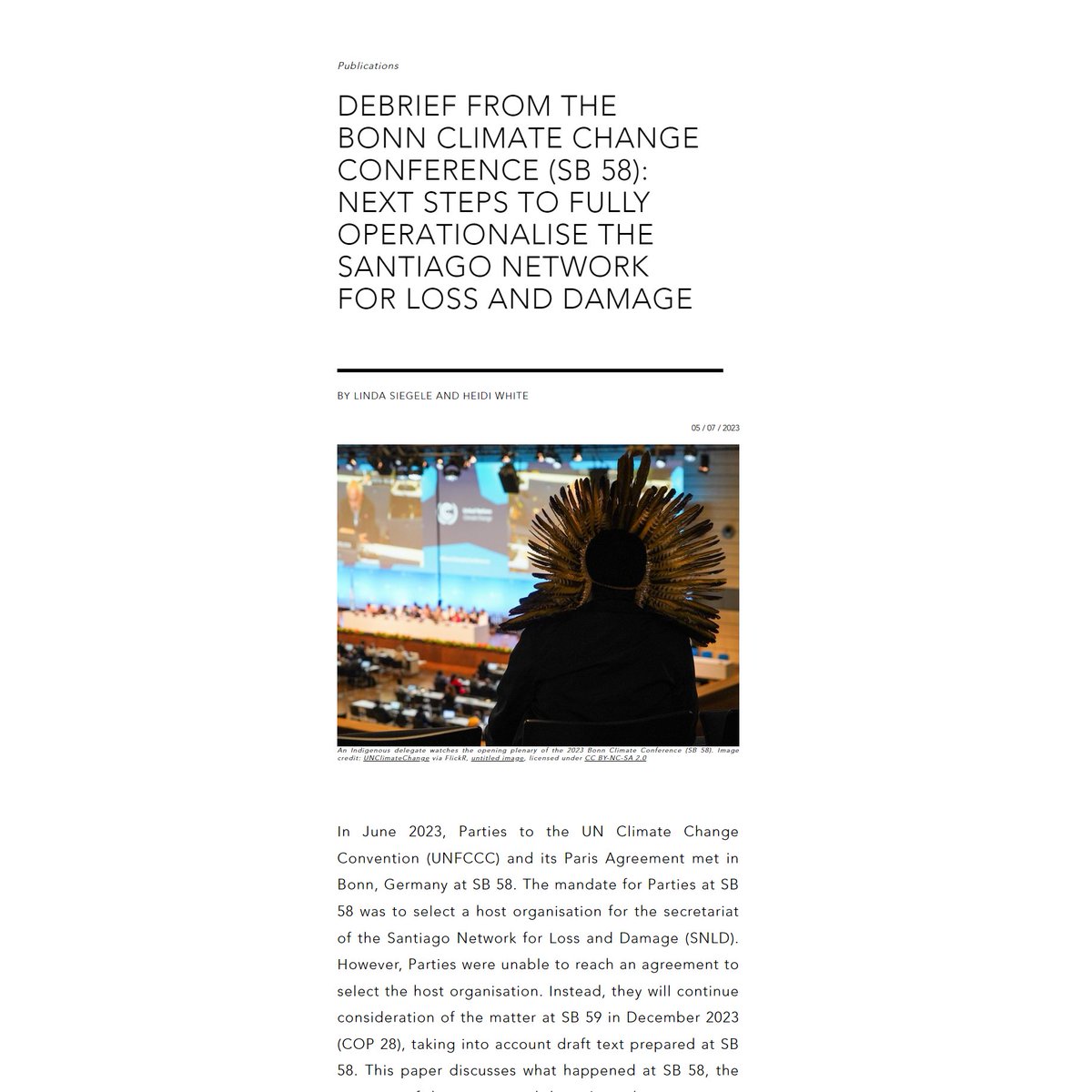LossandDamage's tweet photo. 1/24.📜NEW BRIEF: From Linda Siegele &amp; @HeidiMareeWhite unpacks what happened on the #SantiagoNetwork for #LossAndDamage (SNLD) at the #BonnClimateConference (#SB58) &amp; what the delayed selection of a host means for the SNLD’s full operationalisation.🧵

🔗https://t.co/pLVyRpabjr https://t.co/XH8bzK7XU0