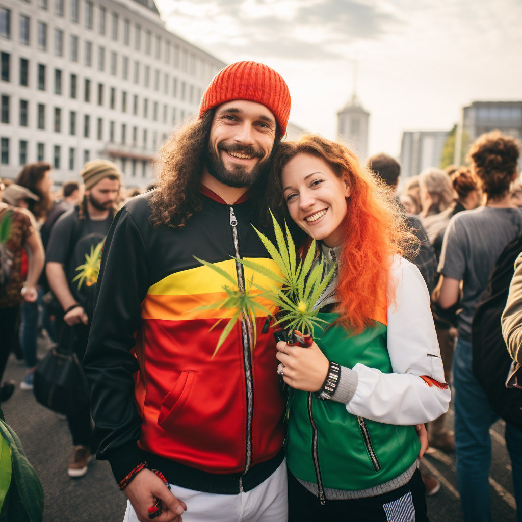 hanfglueck's tweet photo. Wir haben AI gefragt, für jedes Land zu zeigen, wie die Menschen die Legalisierung von Cannabis feiern würden. 🍁🎉

1. Deutschland https://t.co/gMhhWxNEKT