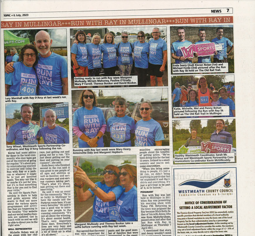 WESTMEATHSPORT's tweet photo. Thank you so much to the great teams at the @WHExaminer and @westmeathtopic for their coverage of #RunWithRay in this week's print editions. ππ»ππ»
Some wonderful pictures and coverage of what was a fabulous event on the Old Rail Trail, Mullingar π€©π€© https://t.co/33NPPctovi