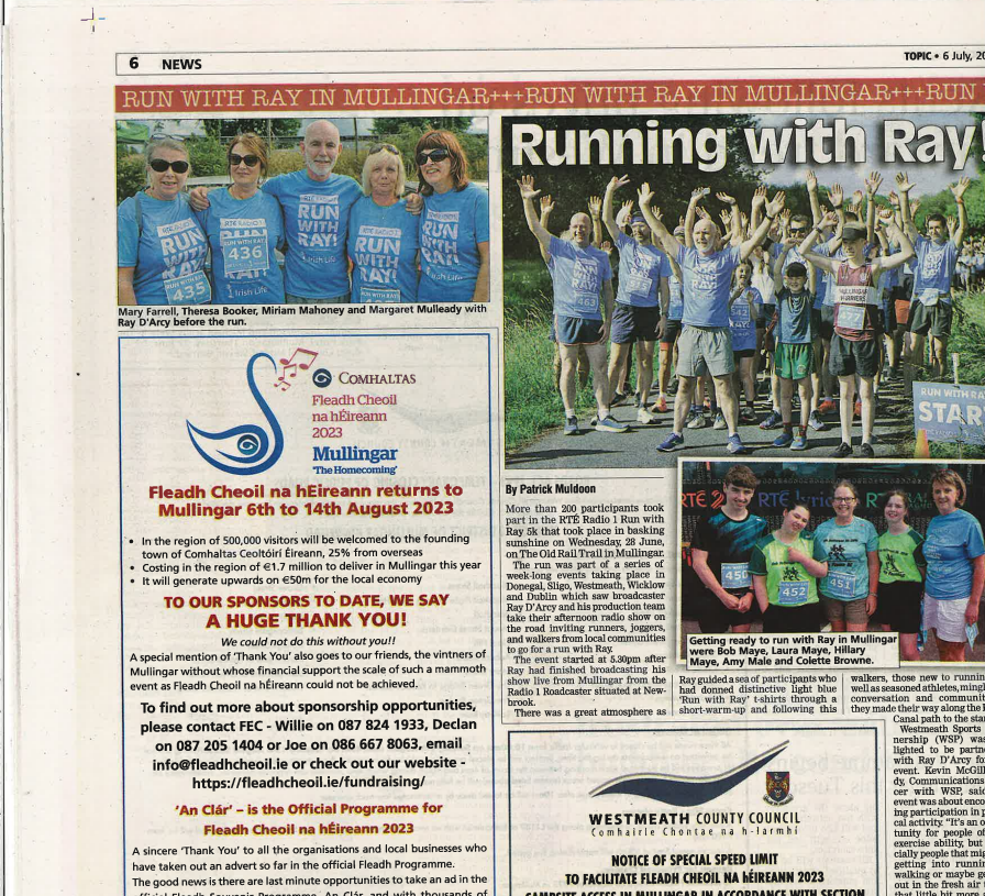 WESTMEATHSPORT's tweet photo. Thank you so much to the great teams at the @WHExaminer and @westmeathtopic for their coverage of #RunWithRay in this week's print editions. ππ»ππ»
Some wonderful pictures and coverage of what was a fabulous event on the Old Rail Trail, Mullingar π€©π€© https://t.co/33NPPctovi