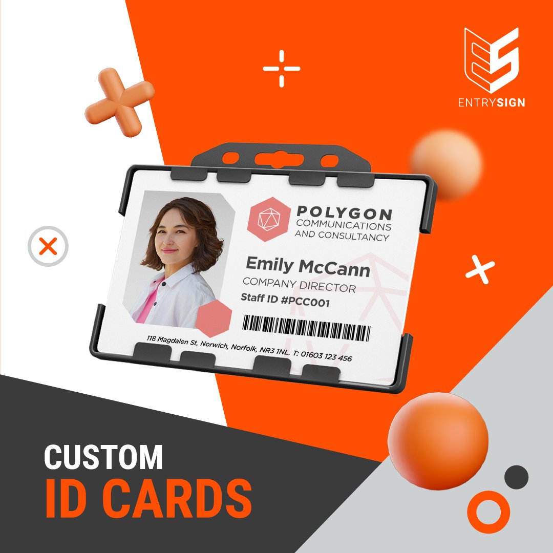 EntrySign's tweet image. Custom printed ID cards with EntrySign. 🧡

Our professionally designed ID cards provide a secure way to identify employees, enhancing workplace safety and streamlining access control.

Visit our website today: entrysign.co.uk/accessories

#idcards #signin #visitormanagement
