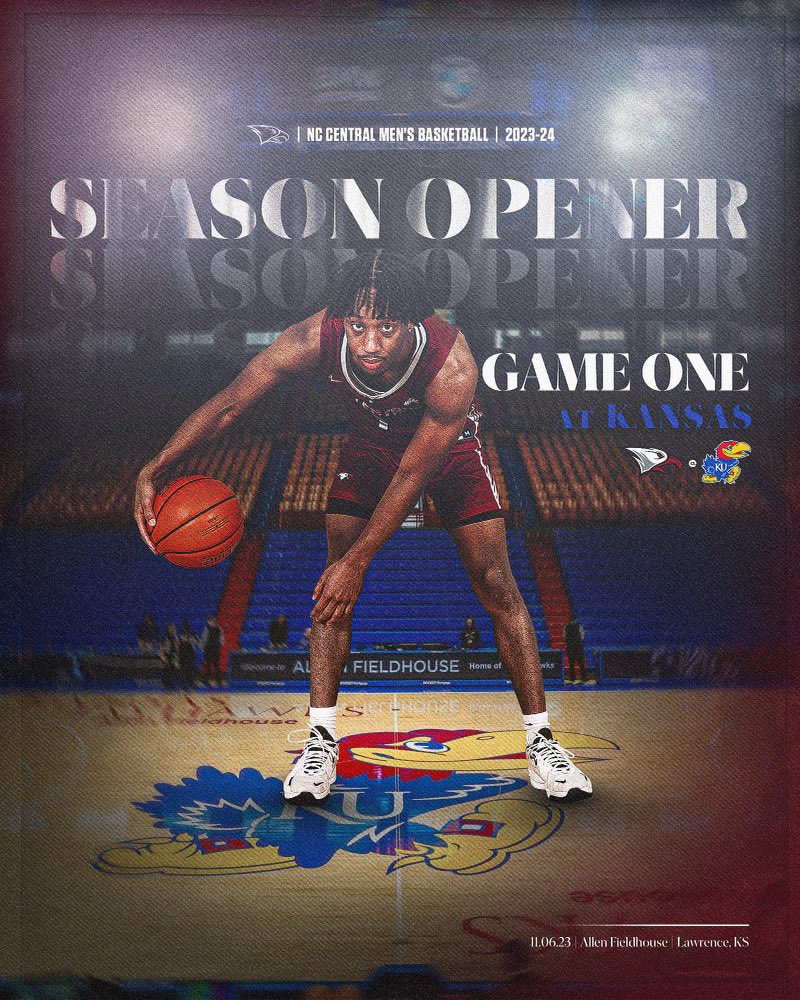 The Eagles will open the season by traveling to Allen Fieldhouse for the first time ever! #WeAreNCCU #EarnedNotGiven