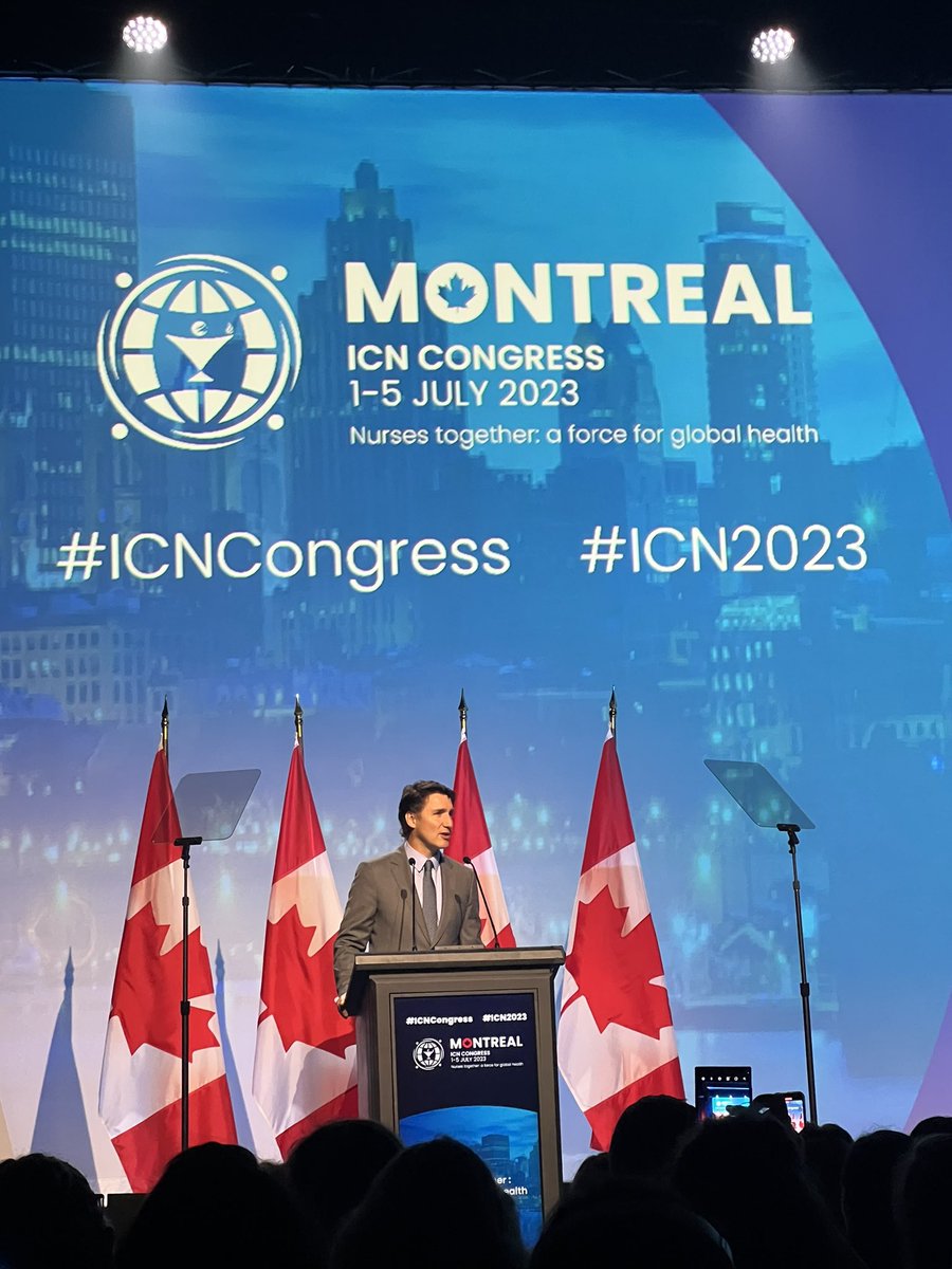 “Nice compliments don’t pay the rent”.  Prime Minister Justin Trudeau acknowledges to nurses at the ICN Congress.  #ICNCongress #ICN2023