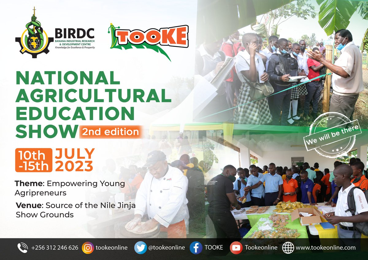 We will be at the 2nd Edition of the National Education Show starting on July 10th - 15, 2023 at the Jinja Show grounds. This is organized by @MAAIF_Uganda and @unffe #AgriEducShowUG #GreenBananaValueAddition