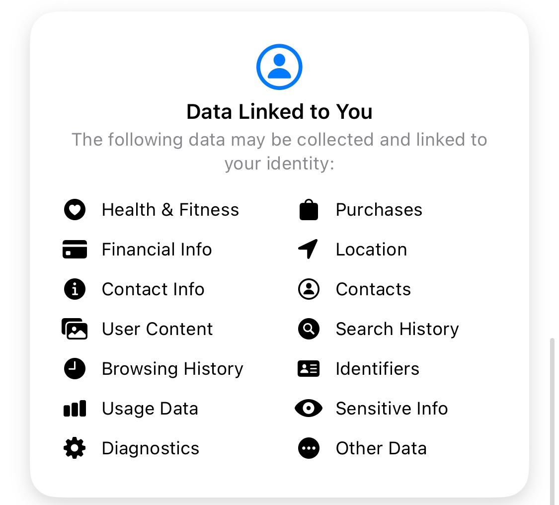Tha_Pip's tweet photo. I also want a Twitter alternative. But look at Thread's privacy nutrition label... https://t.co/yiw5eFf1hT