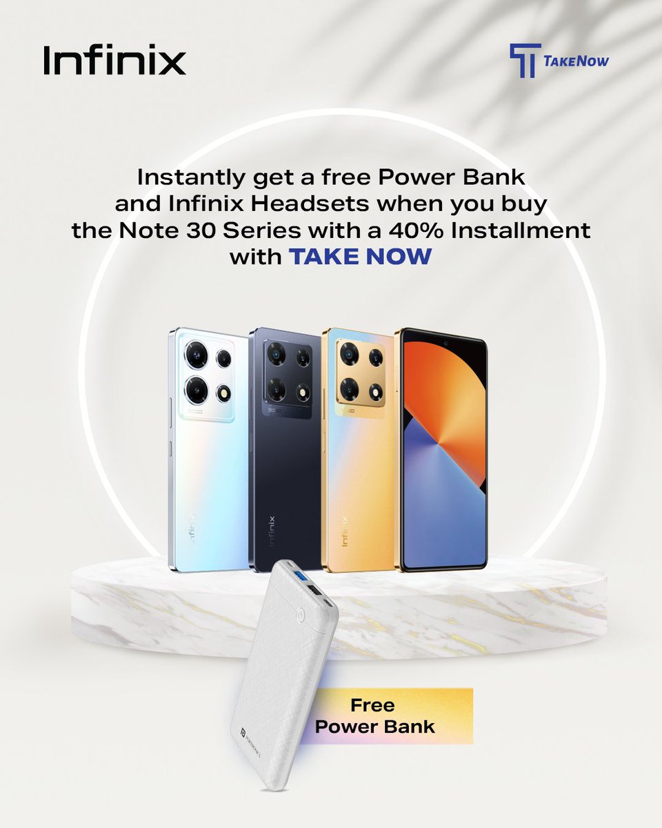infinixuganda's tweet image. Double win upon purchase of #NOTE30Series through TakeNow installment payments.
Pay 40% of the RRP win a Power Bank and Infinix Headsets.
Hurry while stocks last.
NOTE30 (256GB +8GB RAM) at UGX899,000/=
Call 0393256287 or 0200940052
#note30serieslaunch
#TakeNowPayMpolaMpola